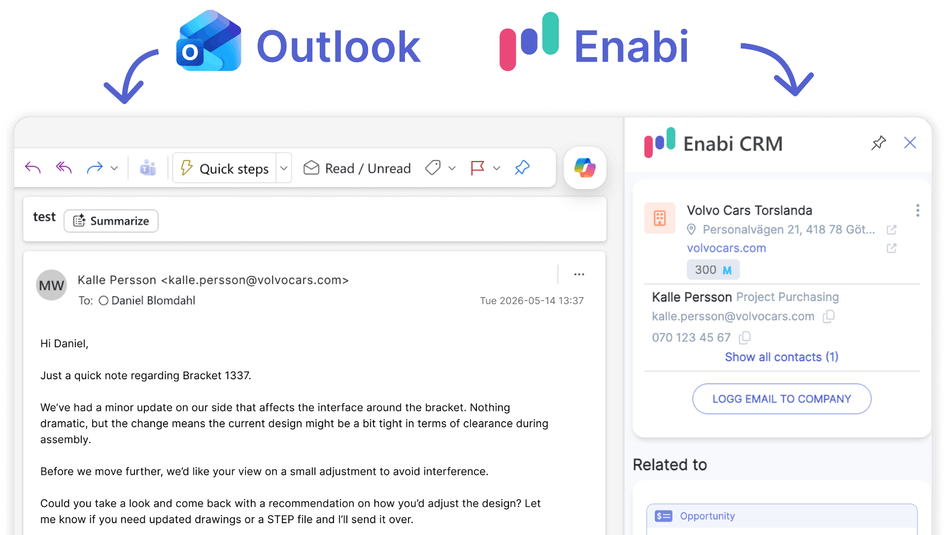 Enabi CRM Outlook Add-in