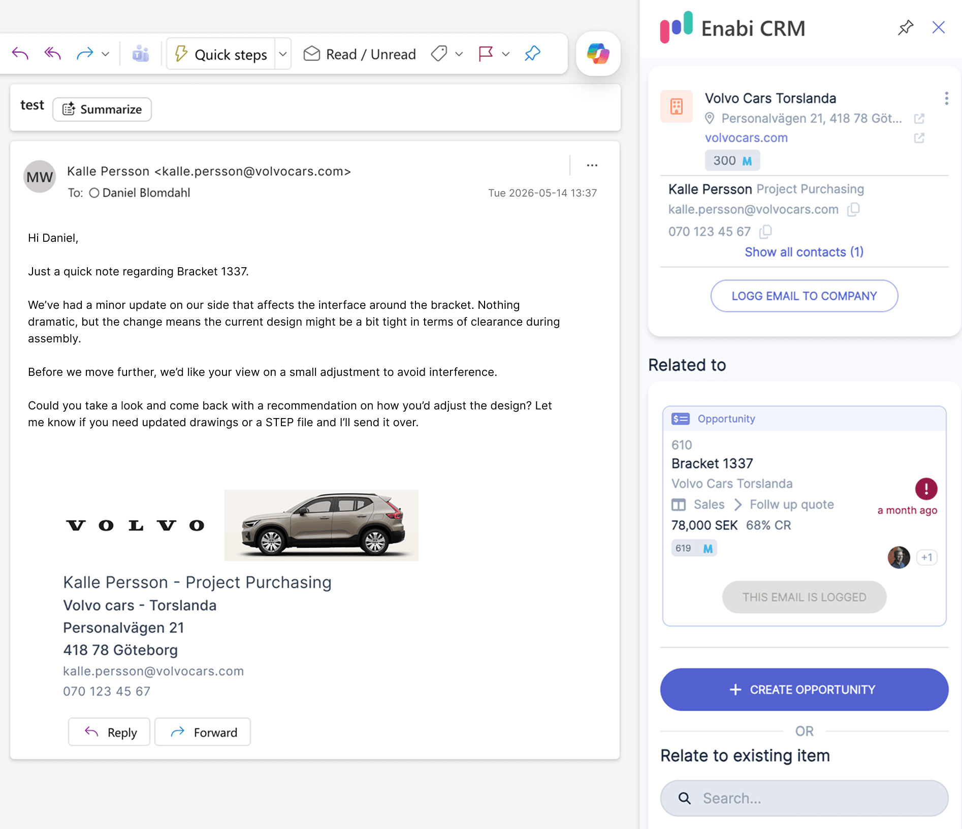Enabi CRM Outlook-tillägg